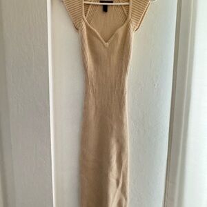 Elegant Cream Sweater Dress midi